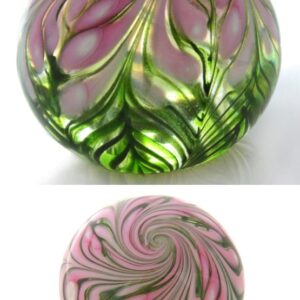 Farfalla Paperweight Lotton Studio Fern pink green 196 LoSt