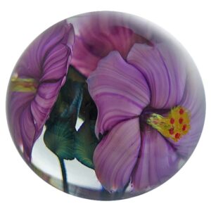 Farfalla Paperweight Lotton Studio Lila Hibiskusblueten 222 LoSt