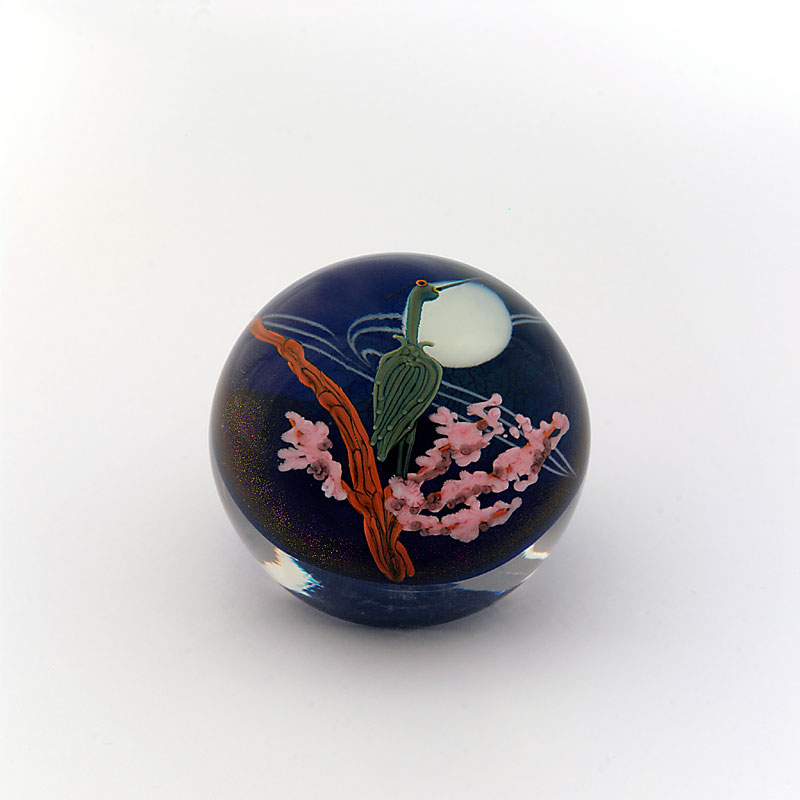 Farfalla Paperweight Lundberg Steven Blauer Reiher mit Mond LS 103M
