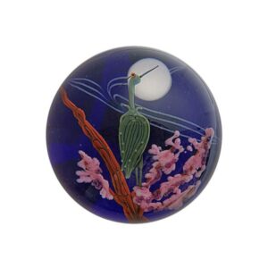 Farfalla Paperweight Lundberg Steven Blauer Reiher mit Vollmond LS StL 103M