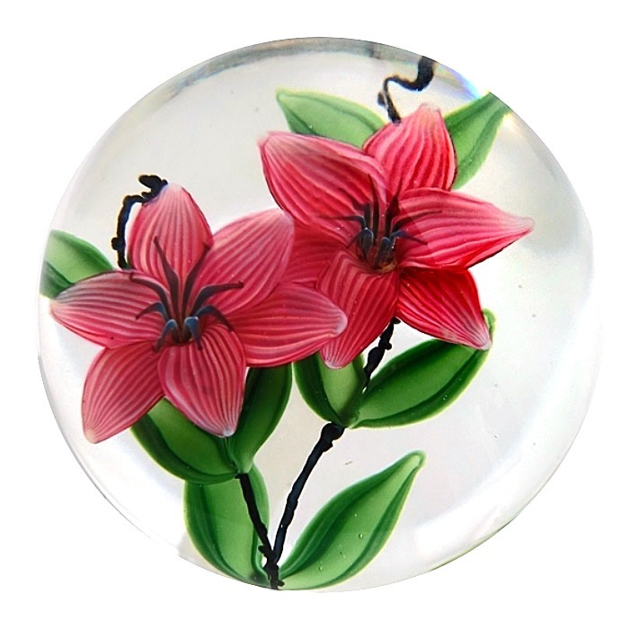 Farfalla Paperweight Lundberg Steven Pink Azalee Indica Azalea LS 502 5