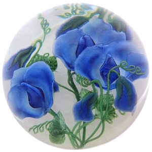 Farfalla Paperweight Lundberg Studios Blaue Gartenwicke Sweet Pea LS 136L