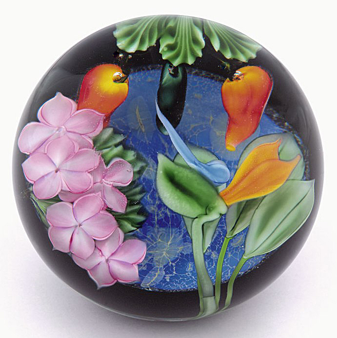 Farfalla Paperweight Lundberg Studios Blue Moon over Kauai LS 186
