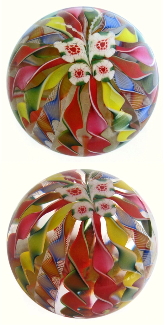 Farfalla Paperweight Lundberg Studios Crown und Schmetterling LS AA 020