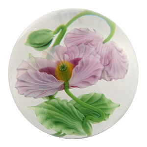 Farfalla Paperweight Lundberg Studios Rosa Mohnblueten LS 146PM 4