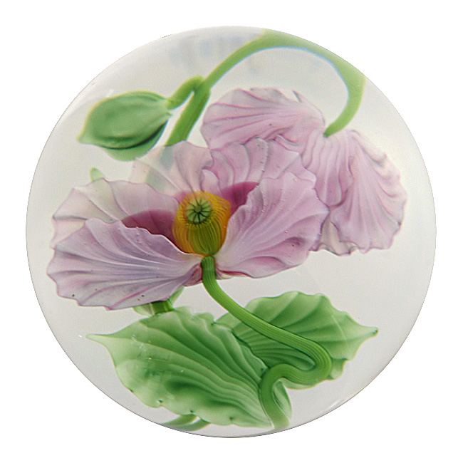 Farfalla Paperweight Lundberg Studios Rosa Mohnblueten LS 146PM 4
