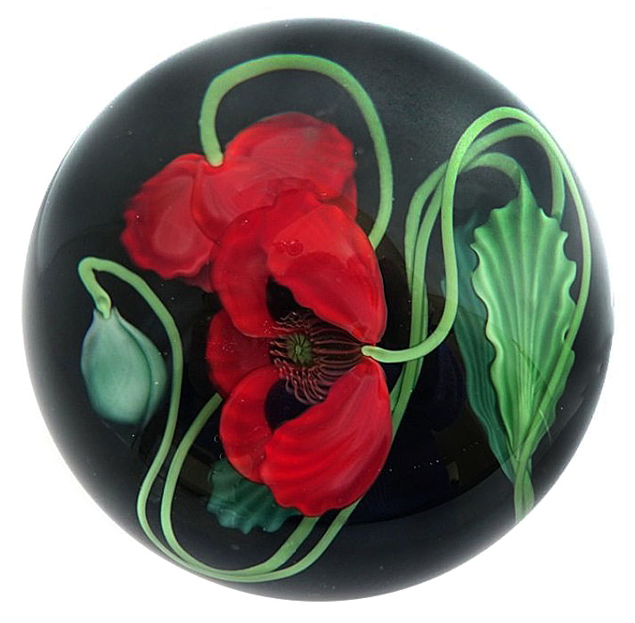Farfalla Paperweight Lundberg Studios Roter Mohn LS 146 RG 2