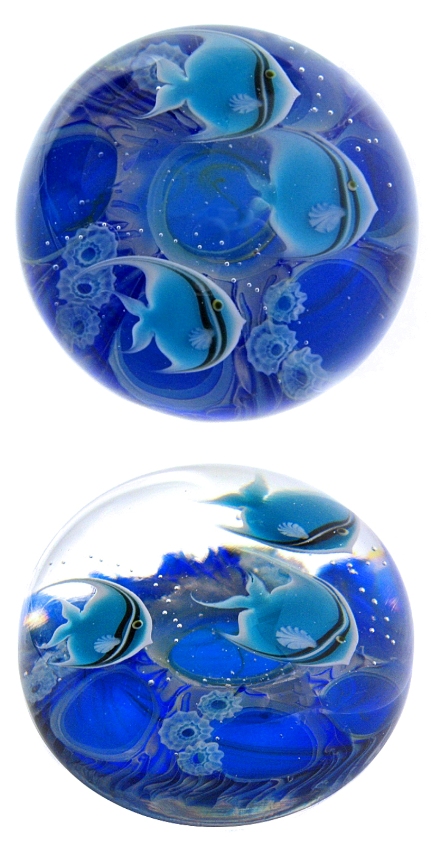 Farfalla Paperweight Lundberg Studios Tropischer Gezeitenpool blau LS 195B 2