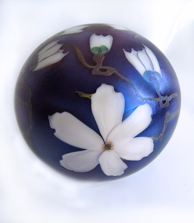 Farfalla Paperweight Lundberg Studios Weisse Tulpenmagnolien LS 198BLWM
