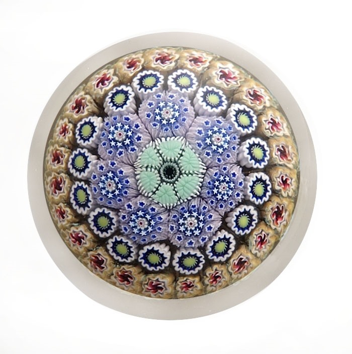 Farfalla Paperweight MacNaught Damon Konzentrisches Millefiori DMN 195