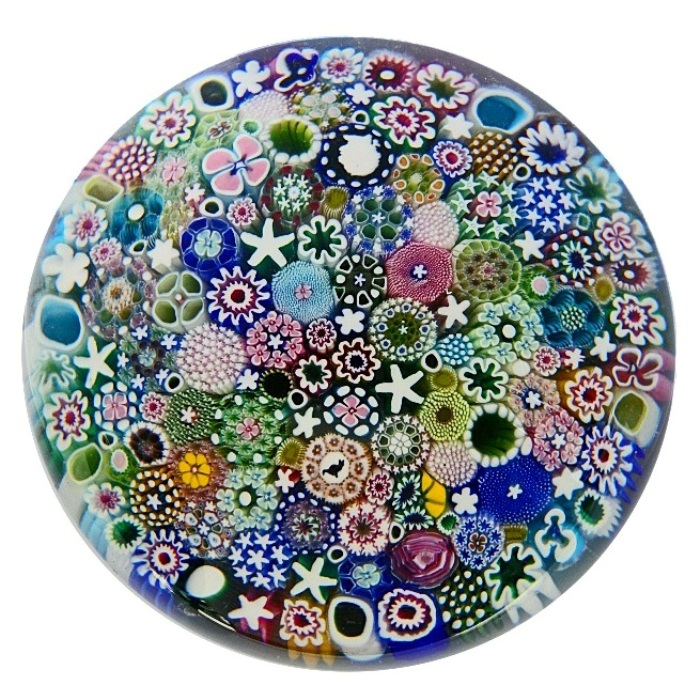 Farfalla Paperweight MacNaught Damon Millefiori Surprise Cat DMN 182