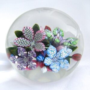 Farfalla Paperweight McDougall Peter 3D Millefiori 4Flower Bouquet PMcD 1001