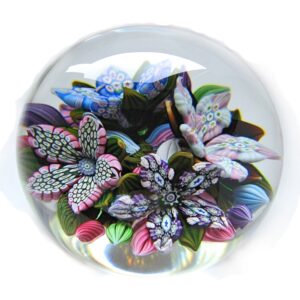 Farfalla Paperweight McDougall Peter 3D Millefiori 4Flower Bouquet PMcD 1101
