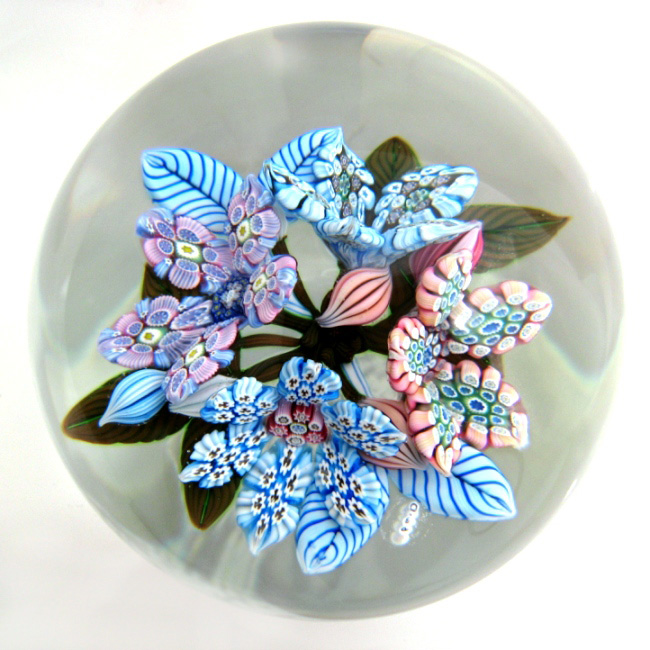 Farfalla Paperweight McDougall Peter 3D Millefiori 4Flower Bouquet PMcD 801