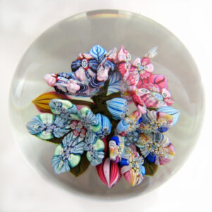 Farfalla Paperweight McDougall Peter 3D Millefiori 4Flower Bouquet PMcD 802