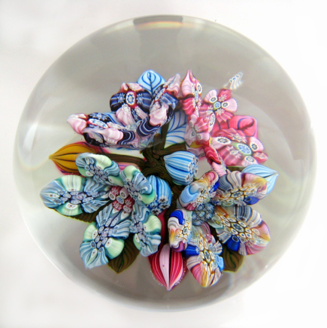 Farfalla Paperweight McDougall Peter 3D Millefiori 4Flower Bouquet PMcD 802