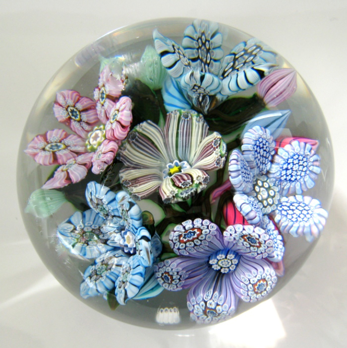 Farfalla Paperweight McDougall Peter 3D Millefiori 6Flower Bouquet PMcD 713