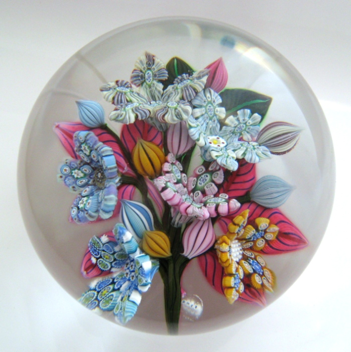 Farfalla Paperweight McDougall Peter 3D Millefiori 6Flower Bouquet PMcD 714