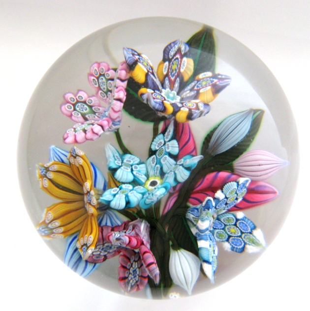 Farfalla Paperweight McDougall Peter 3D Millefiori 6Flower Bouquet PMcD 715