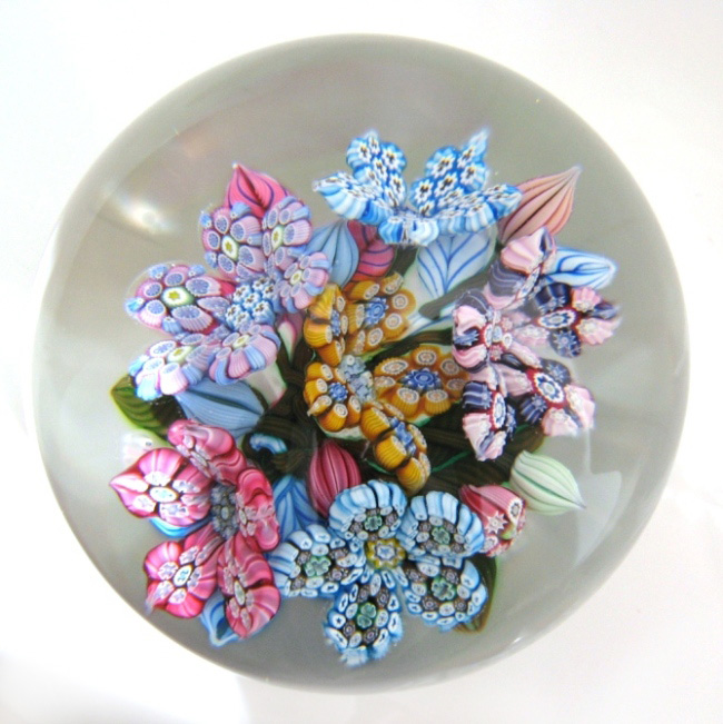 Farfalla Paperweight McDougall Peter 3D Millefiori 6Flower Bouquet PMcD 716