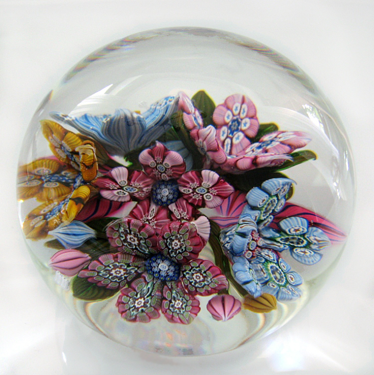 Farfalla Paperweight McDougall Peter 3D Millefiori 6Flower Bouquet PMcD 720