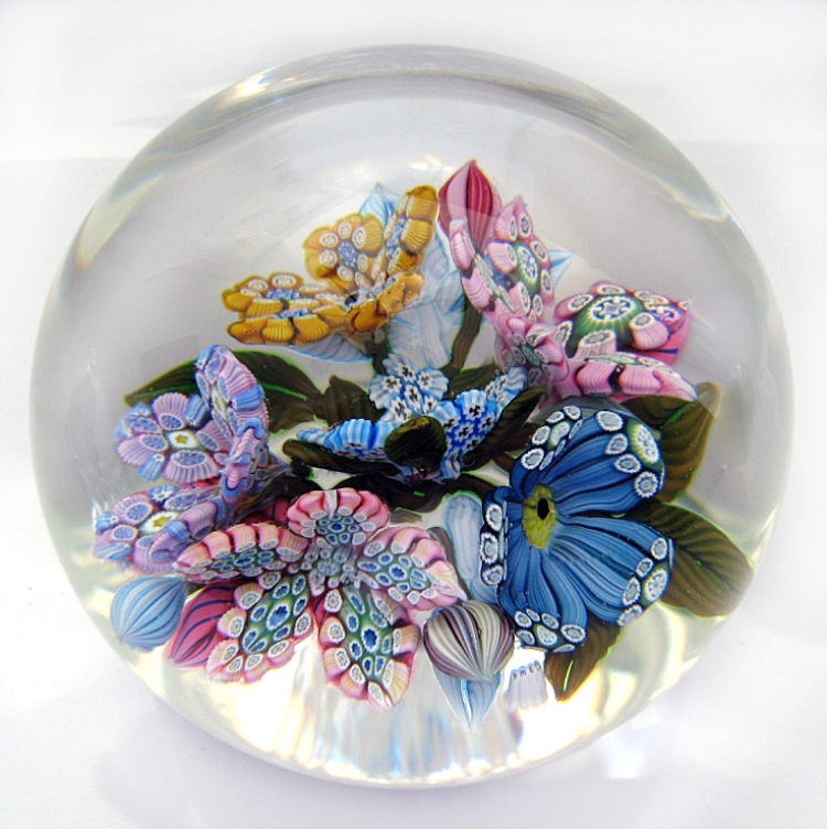 Farfalla Paperweight McDougall Peter 3D Millefiori 6Flower Bouquet PMcD 721