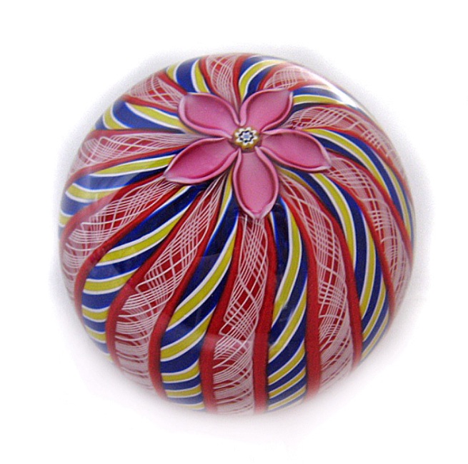 Farfalla Paperweight McDougall Peter Crown Weight mit Blume PMcD 014A 2