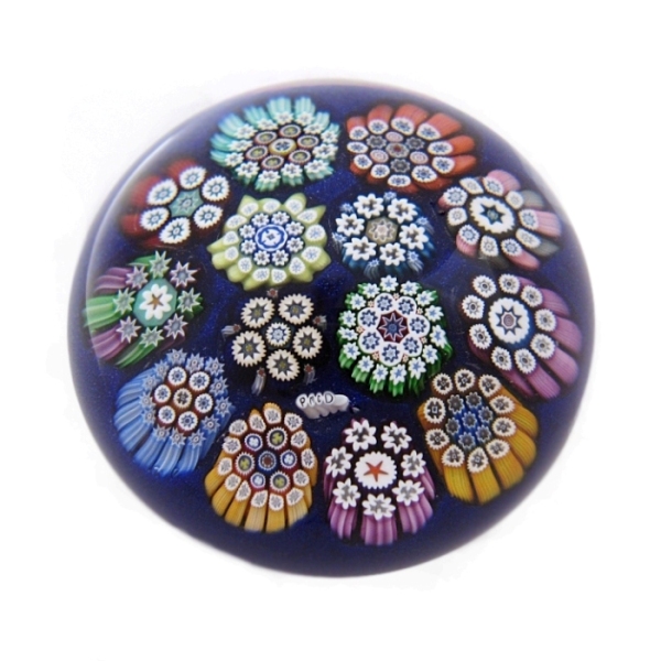 Farfalla Paperweight McDougall Peter Miniatur Millefiori blau PMcD 019b 3