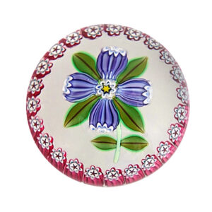 Farfalla Paperweight McDougall Peter Purple Flower Miniatur PMcD 2007