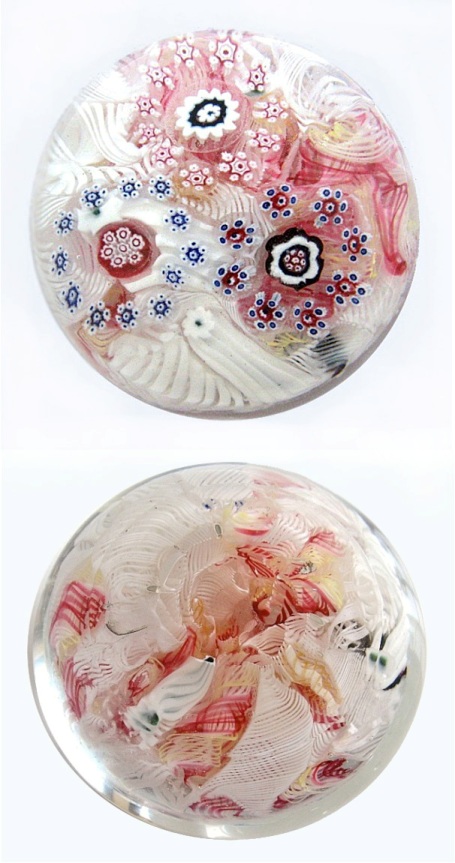 Farfalla Paperweight Millefiori auf Lace 113 KS