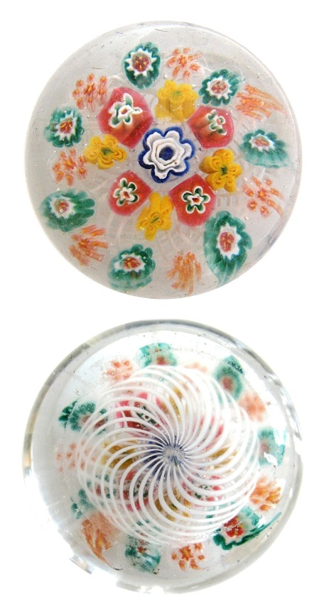 Farfalla Paperweight Miniatur Millefiori auf Latticinio 114 SC