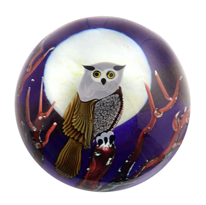 Farfalla Paperweight Orient Flume Eule in Vollmondnacht OF 108 4