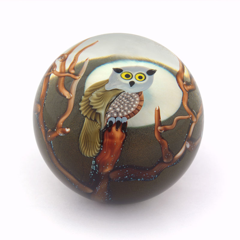 Farfalla Paperweight Orient Flume Eule mit Mond OF 140