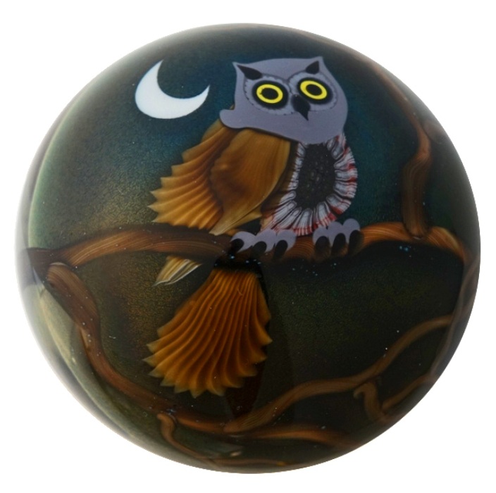 Farfalla Paperweight Orient Flume Eule mit Mondsichel OF 108 3