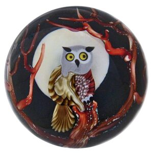 Farfalla Paperweight Orient Flume Eule mit Vollmond OF 108