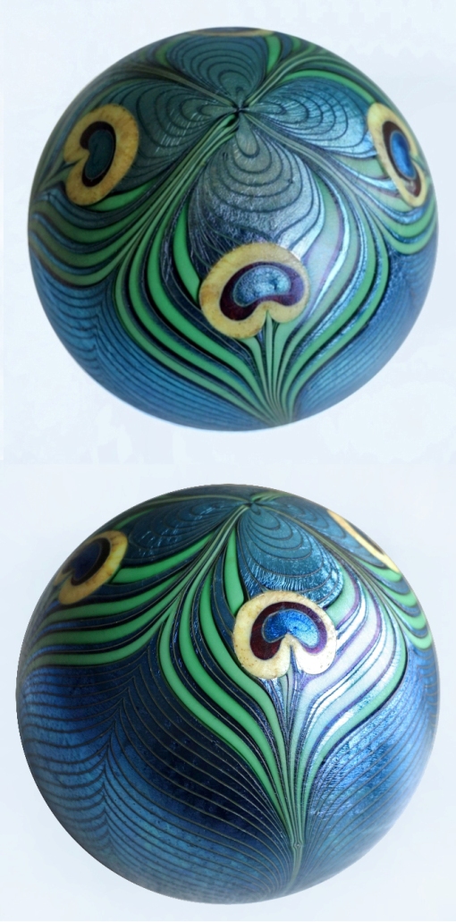 Farfalla Paperweight Orient Flume Peacock Feather blau OF 100 79