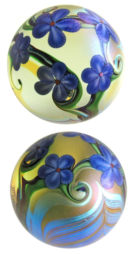 Farfalla Paperweight Orient Flume Purple Flowers Vines OF 100 81 3