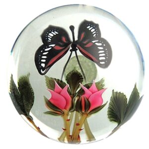 Farfalla Paperweight Orient Flume Rose und Schmetterling OF 102 79