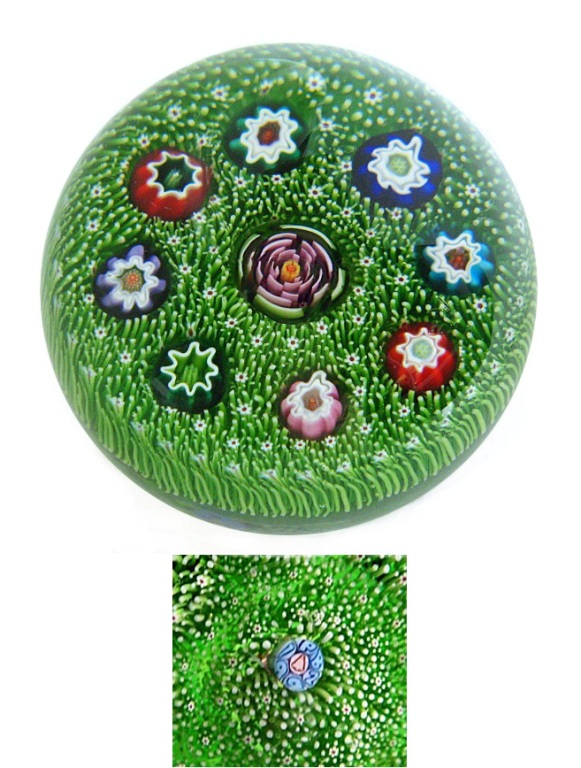 Farfalla Paperweight Parabelle Millefiori Moosgrund Miniatur PB 213