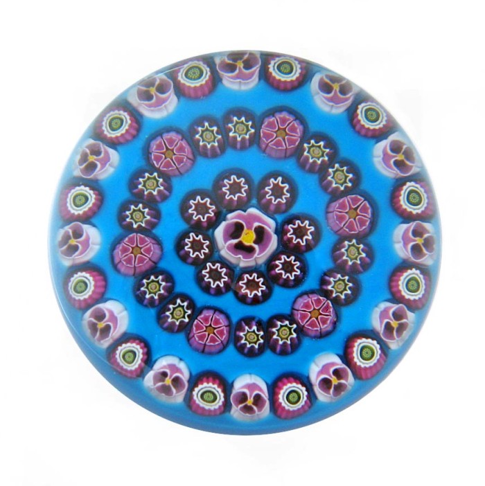 Farfalla Paperweight Parabelle Stiefmuetterchen Concentric Millefiori PB 211