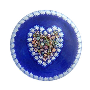 Farfalla Paperweight Perthshire Millefiori Herz blau PP 046b