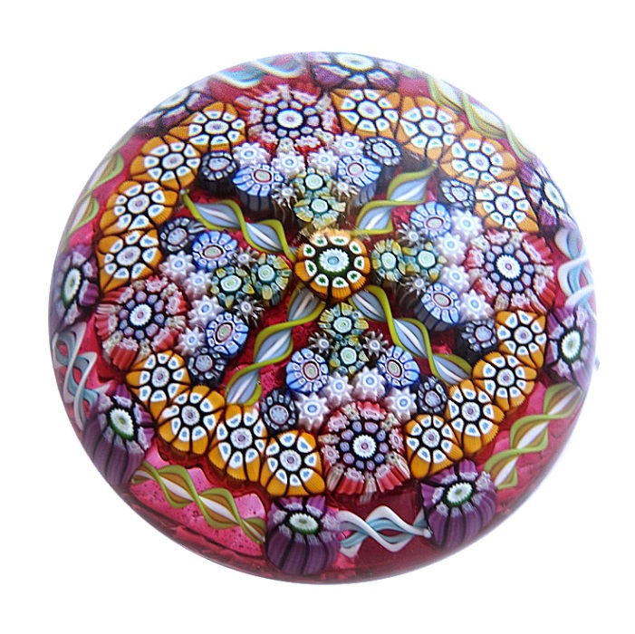 Farfalla Paperweight Perthshire Patterned Millefiori Cross PP 141