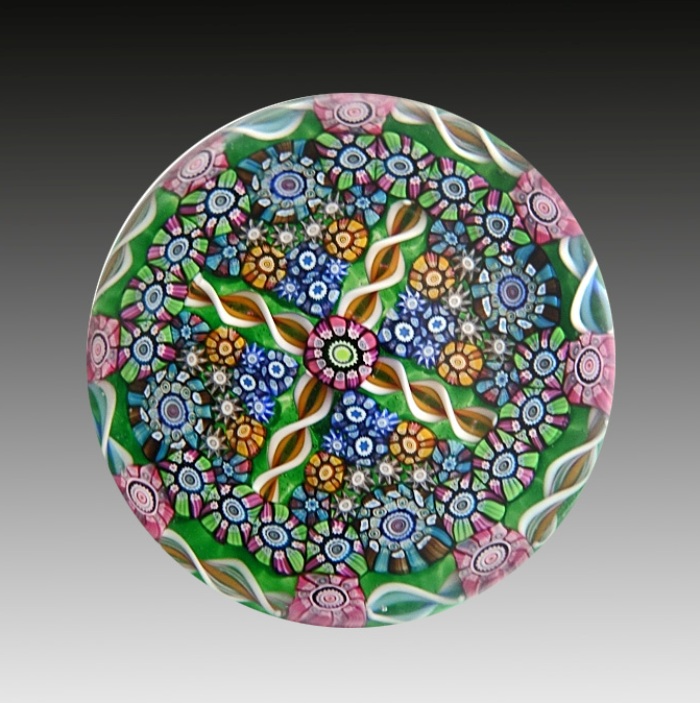 Farfalla Paperweight Perthshire Patterned Millefiori Cross PP 141 2