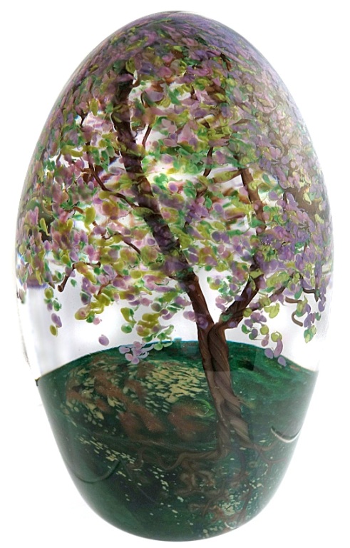 Farfalla Paperweight Richardson Cathy Touchstone Glass Erste Baumbluete im Fruehjahr CR 0101 4
