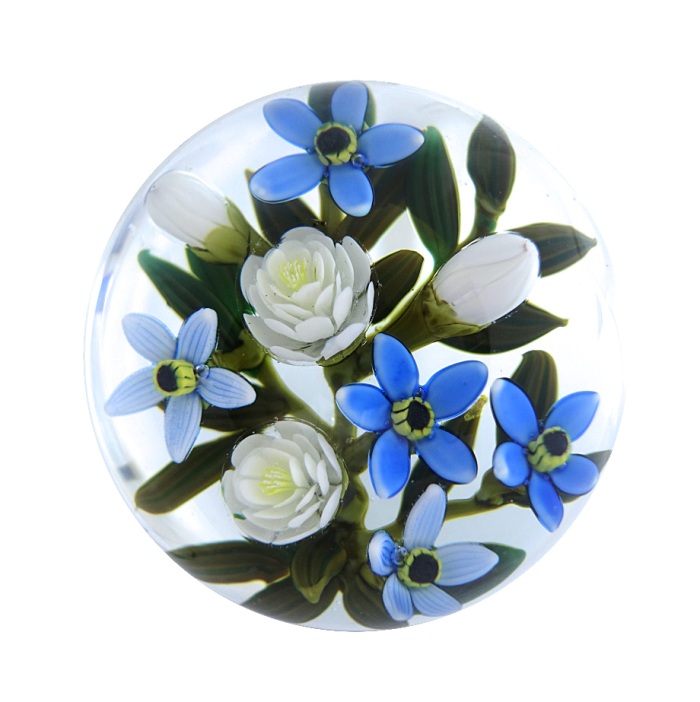 Farfalla Paperweight Richardson Cathy Touchstone Glass Forget me nots Miniatur CR 1251