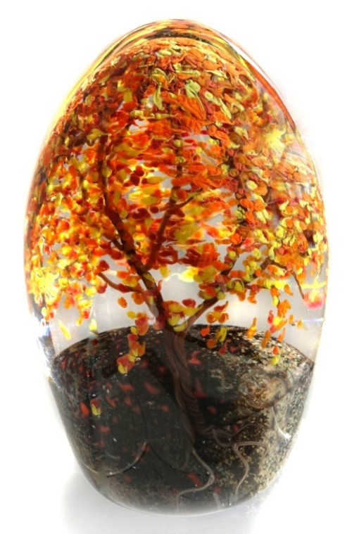 Farfalla Paperweight Richardson Cathy Touchstone Glass Indian Summer goldener Herbst CR 0103 4