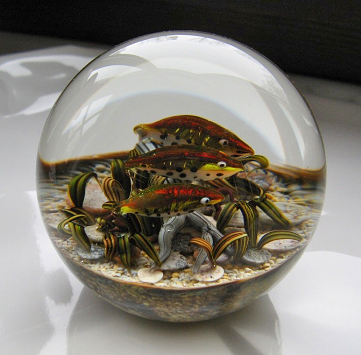 Farfalla Paperweight Richardson Cathy Touchstone Glass Lachse im Fluss CR 127 4