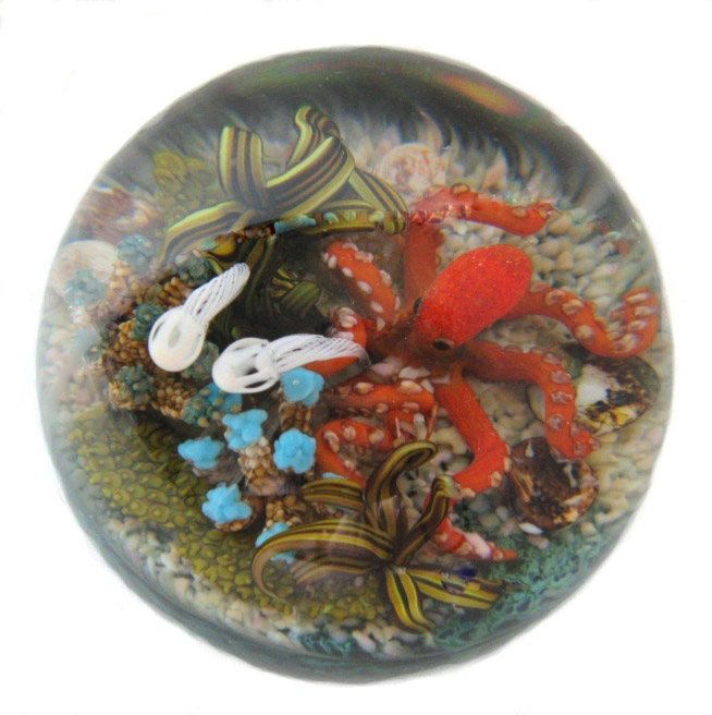 Farfalla Paperweight Richardson Cathy Touchstone Glass Octopus CR 121