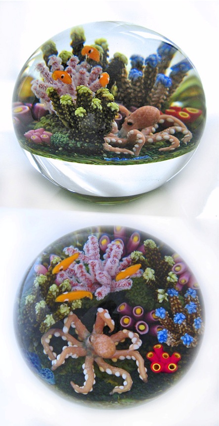 Farfalla Paperweight Richardson Cathy Touchstone Glass Octopus CR 121 4