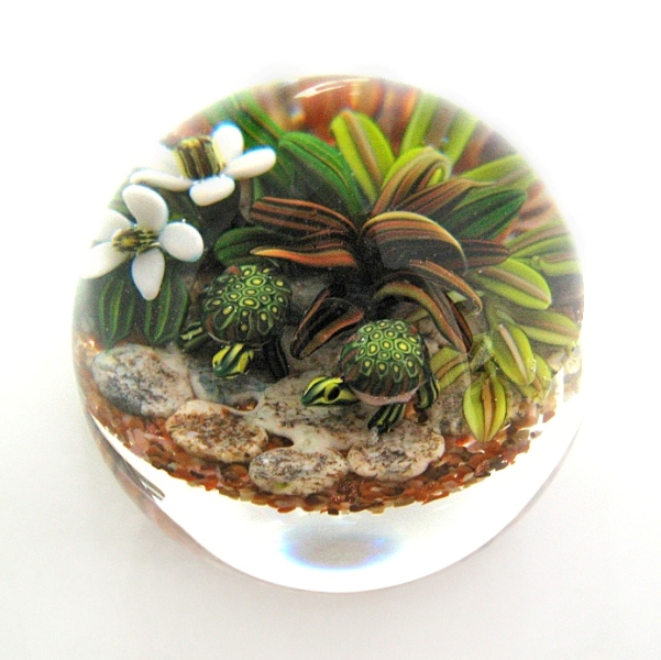 Farfalla Paperweight Richardson Cathy Touchstone Glass Schildkroeten Miniatur CR 1226 8